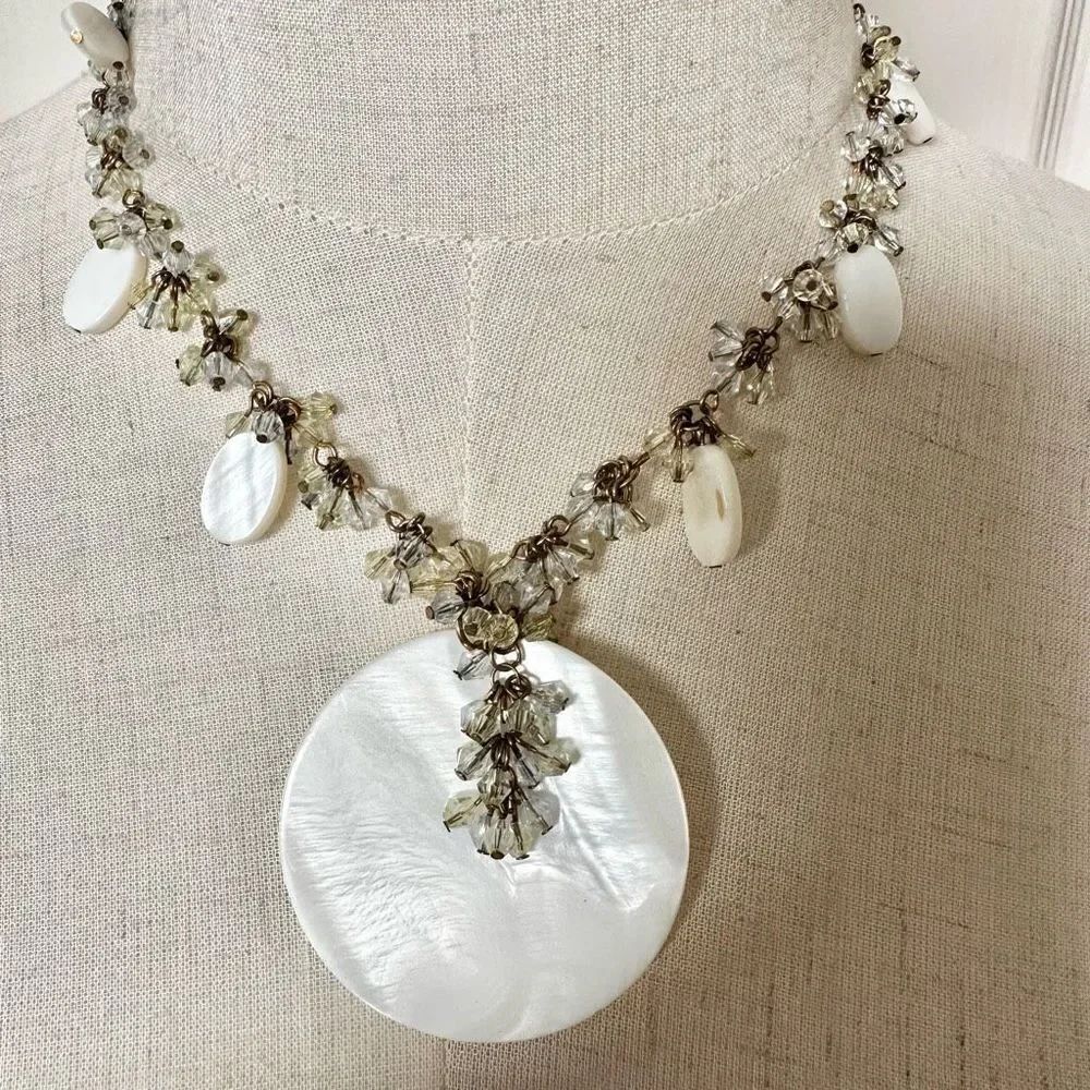 White beaded pendant necklace